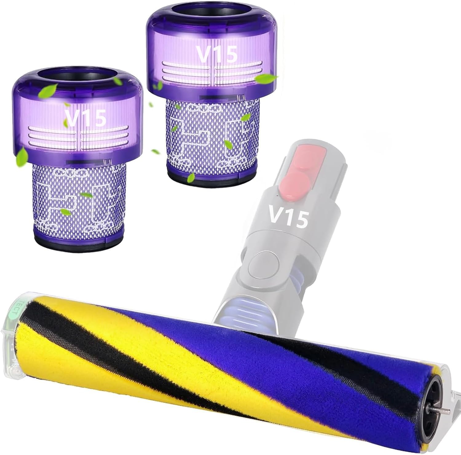Barre de brosse fine pour Dyson V15 avec 2 filtres HEPA et rouleau