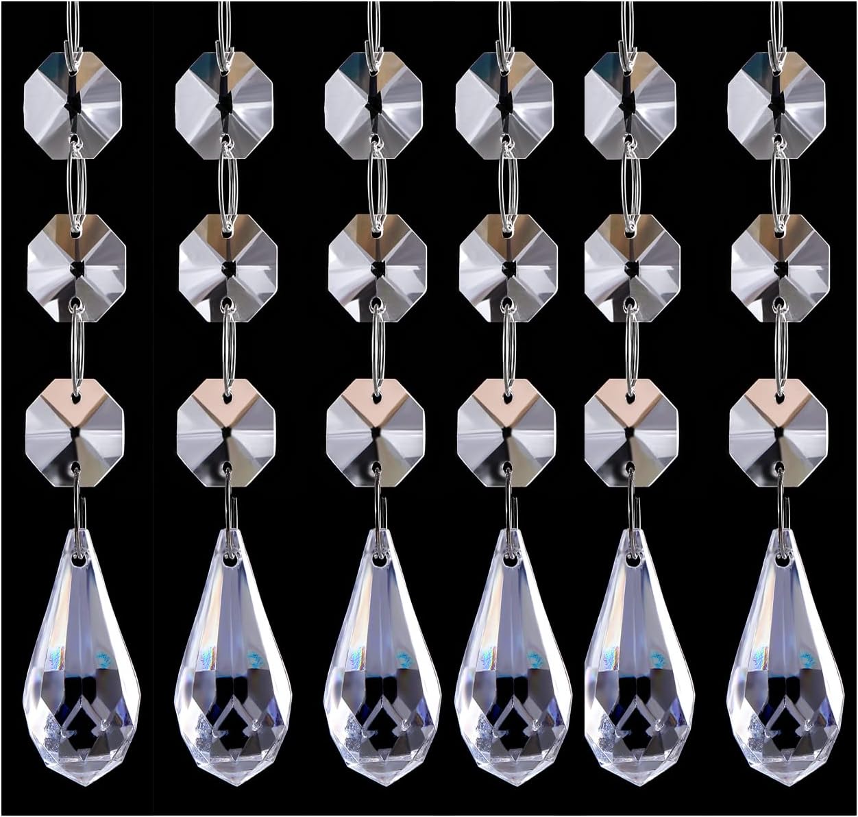 Ball Teardrop Acrylic Crystal Hanging Ornaments Beads for Christmas Tree Garland Chandelier Wedding Party Celebration Decor 30 Pack