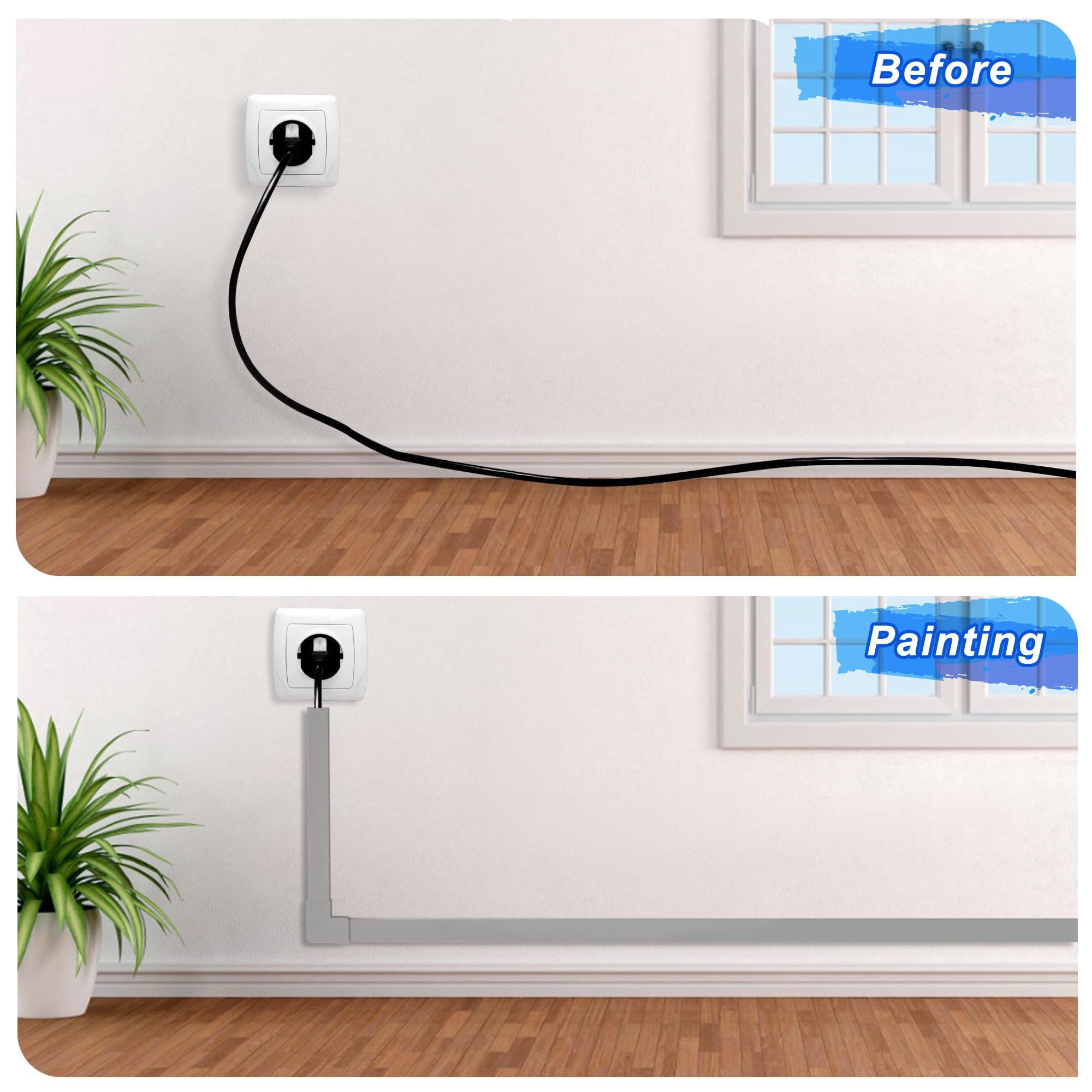 Kit de cubiertas de alambre para cables de 393 pulgadas, ocultadores de cables para TV en pared, cubierta de cable, ocultador de cables montado en la pared, kit de pared para cubierta de