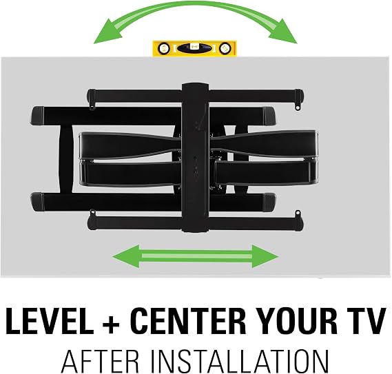 SANUS Full Motion TV Wall Mount for 42 to 90 TVs up to 125lbs Extend, Swivel, Tilting TV Mount - Easy 3 Step DIY Install w/ Included Hardware - Black Finish