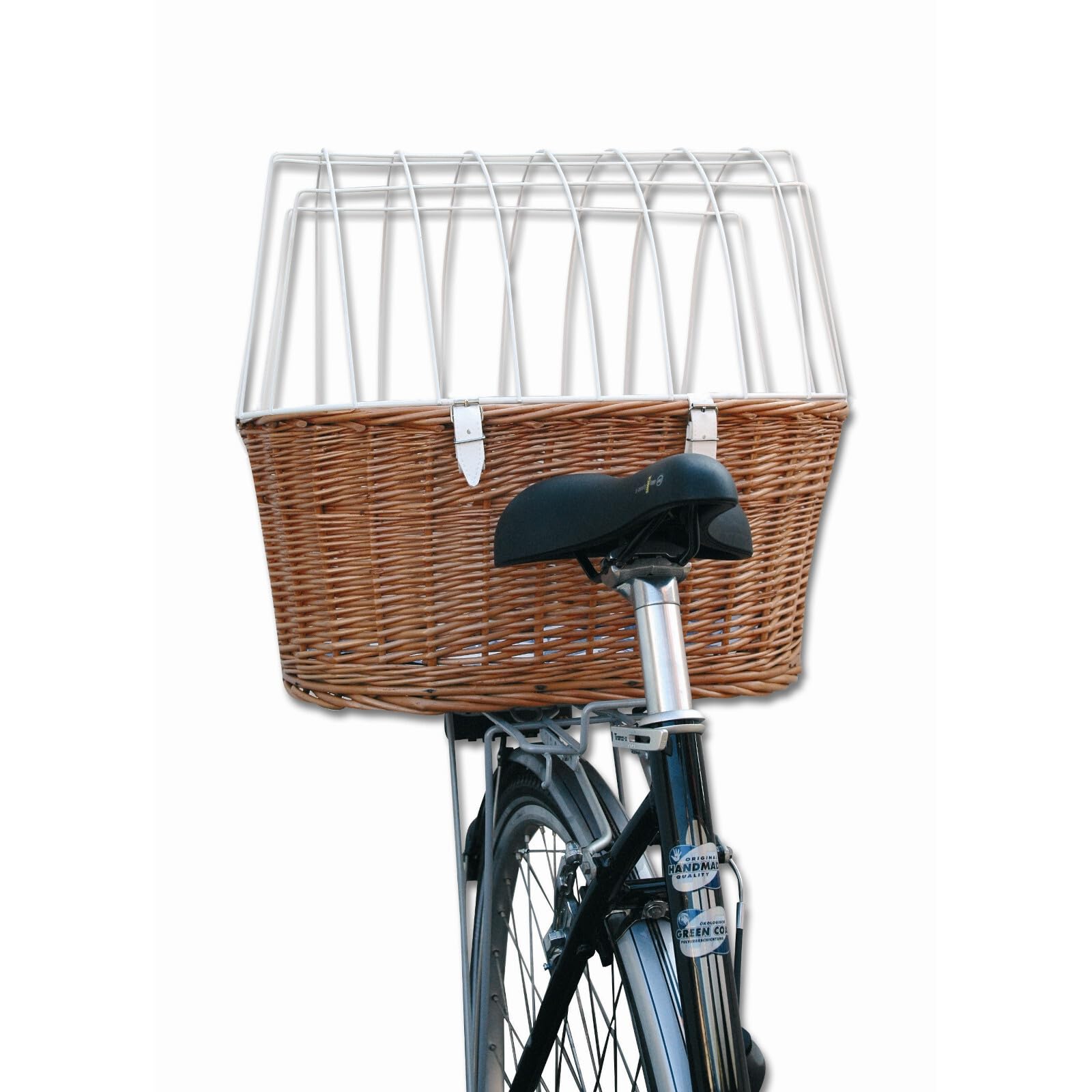 Aumüller Cesta para bicicleta con soporte, 52 cm de largo + cubierta protectora – Montaje en portaequipajes
