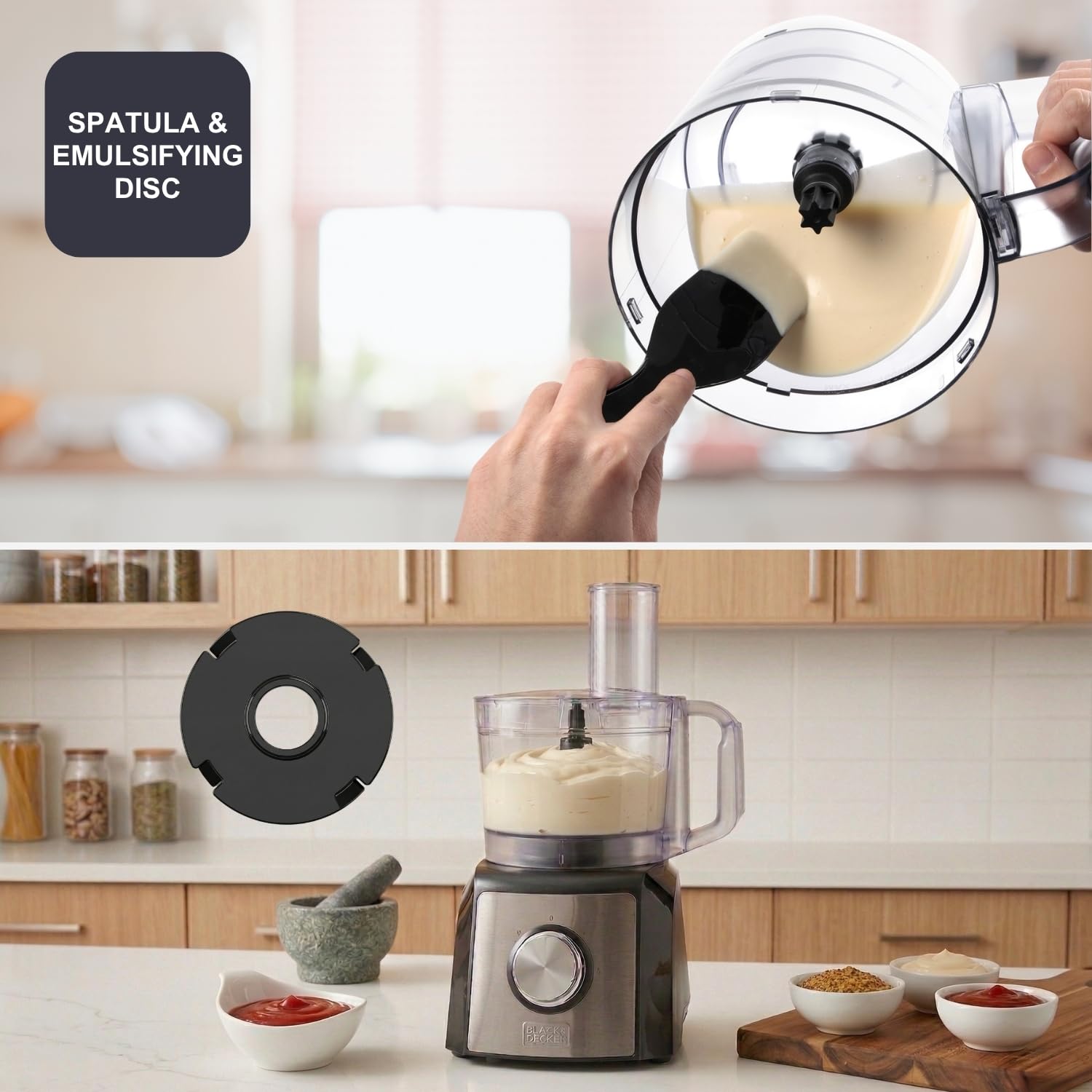 BLACK+DECKER – Procesador De Alimentos BXFPA1200E | 1200W | Jarra 1.5L | 2 Velocidades + Turbo | +8 Accesorios | Inox Antihuellas | Cuchillas Y Discos INOX | BPA Free | Antideslizante