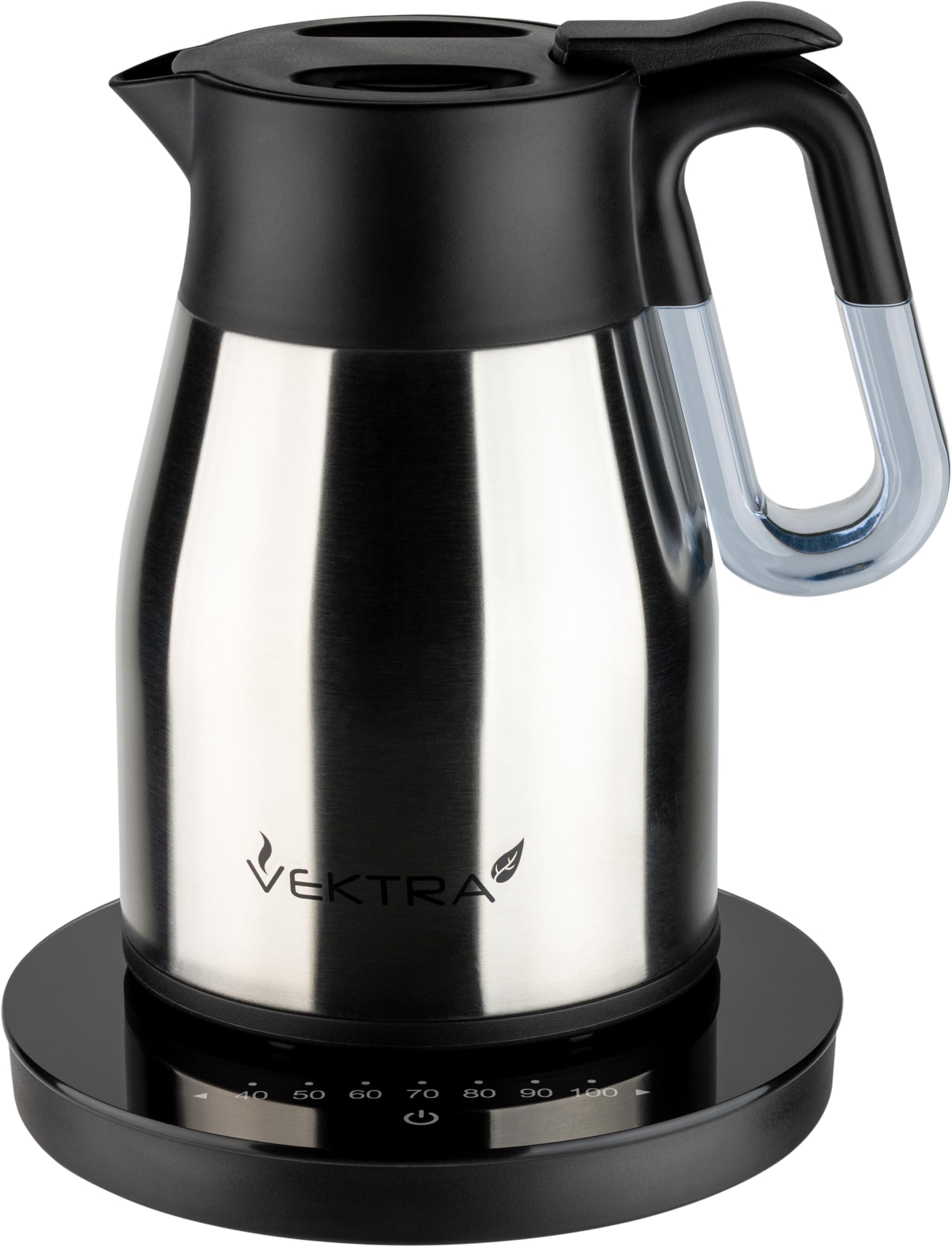 Vektra VEK-1504 Vacuum Insulated Easy Pour Cordless Kettle with Temperature Selection Indicator Gauge, 1.5 Litre, Stainless Steel