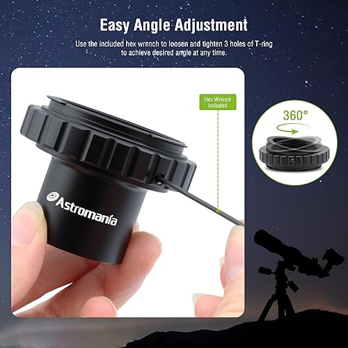 Miniatura 6 de Astromania Anillo en T T2 y adaptador de cámara para telescopio de montaje en T M42, anillo en T para cámara Nikon SLRDSLR con adaptador F-Bayoneta