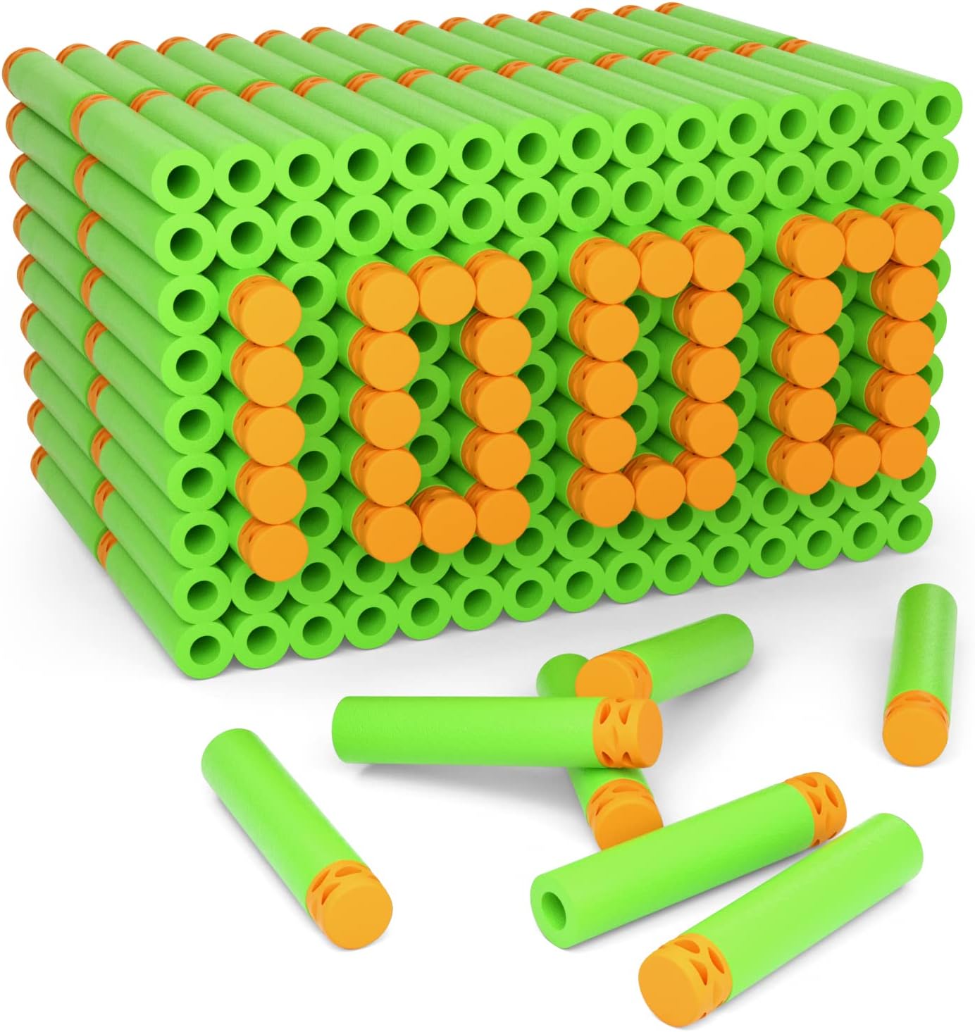 EKIND 1000 Pcs Waffles Darts Refill Pack Foam Bullet Compatible for NERF N-Strike Series Blaster (Green)