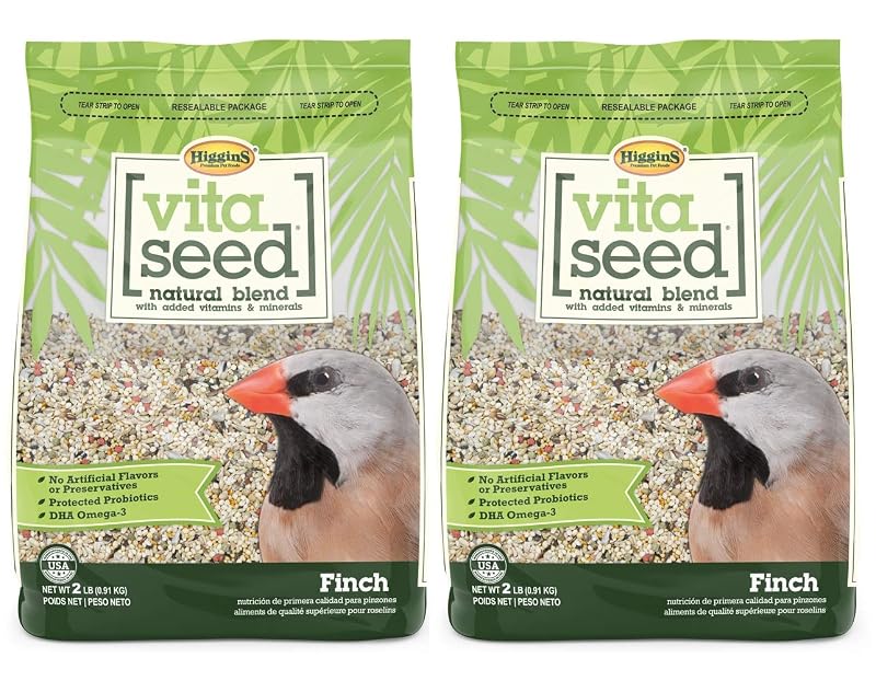 Alimento para Tentilhões Higgins Vita Seed com Mistura Natural de Sementes e Morsels inTune, Pacote com 2 Sacos de 907 g