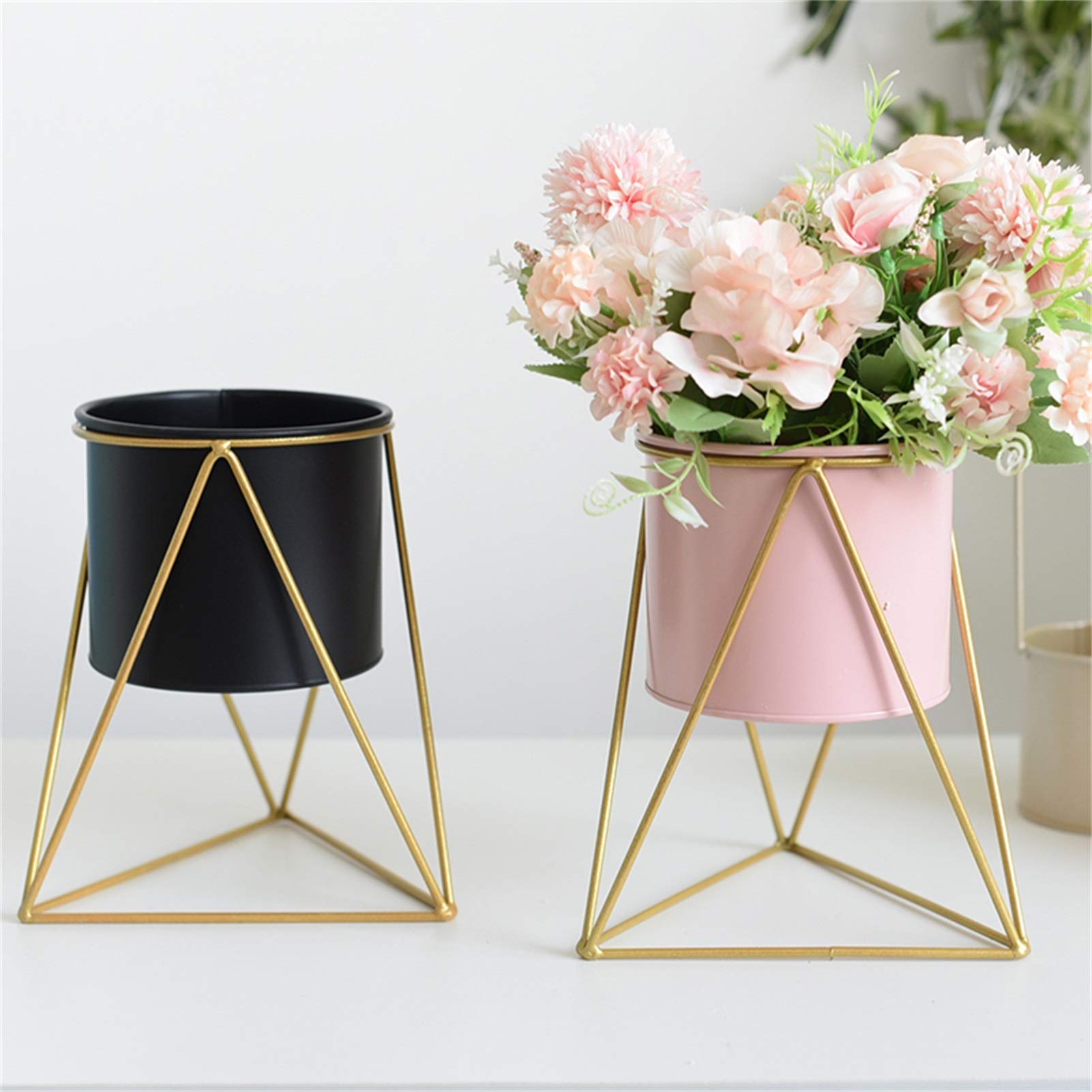 ANBOX Blumentöpfe, Bodenständig Zuhause Büro Blumenkasten Stilvoll Nordischer Stil Eisen Art Blumentöpfe (Farbe : Pink-Large)