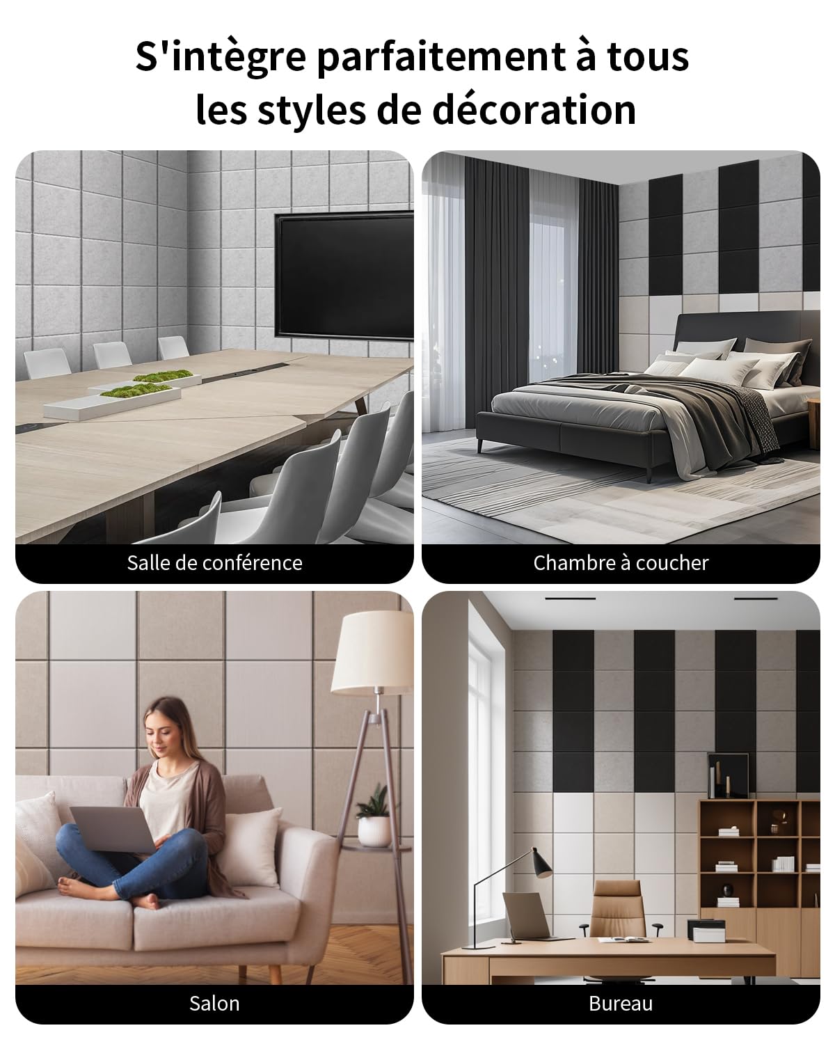 36 Pièces Panneaux Acoustiques Autocollants, Panneaux Acoustiques Absorbants Haute Densité, Traitement Acoustique et Décoration Murale pour Studio d'Enregistrement, 30x30x0.9cm, Blanc