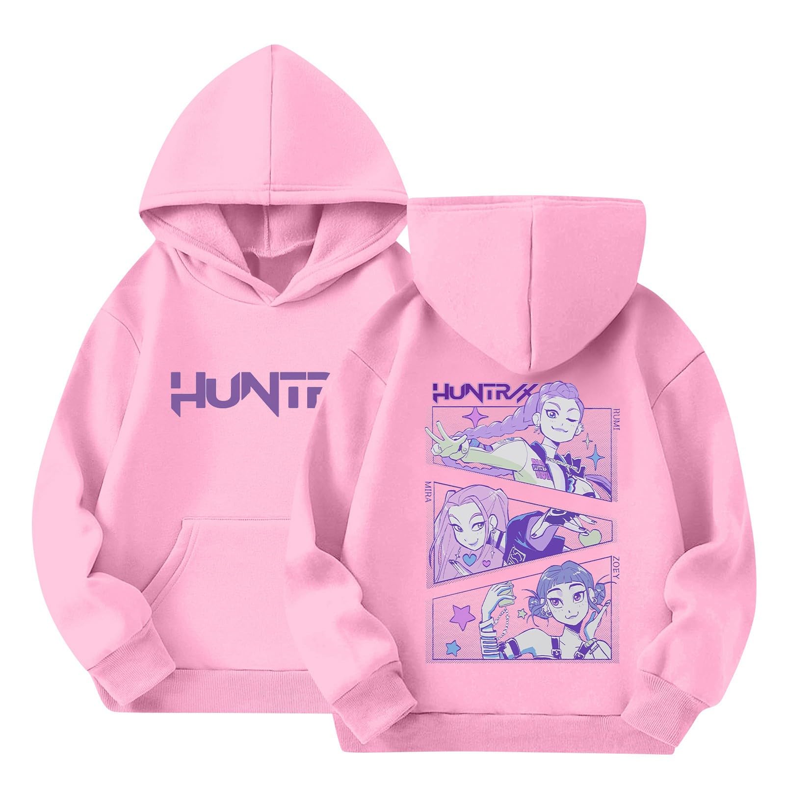 BCFSITNBH Huntrix Hoodies Girls Vintage Y2k Pullover Huntrix Huntr/X Hip Hop Streetwear Oversized Fashion Long Sleeve Hooded Sweatshirt for Kids