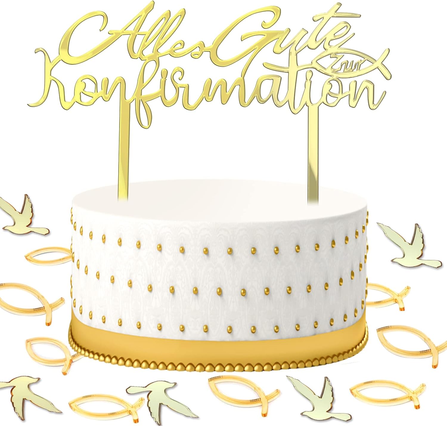 1 Stück Alles gute zur konfirmation Torten Topper 32 Pcs Gold Kommunion
