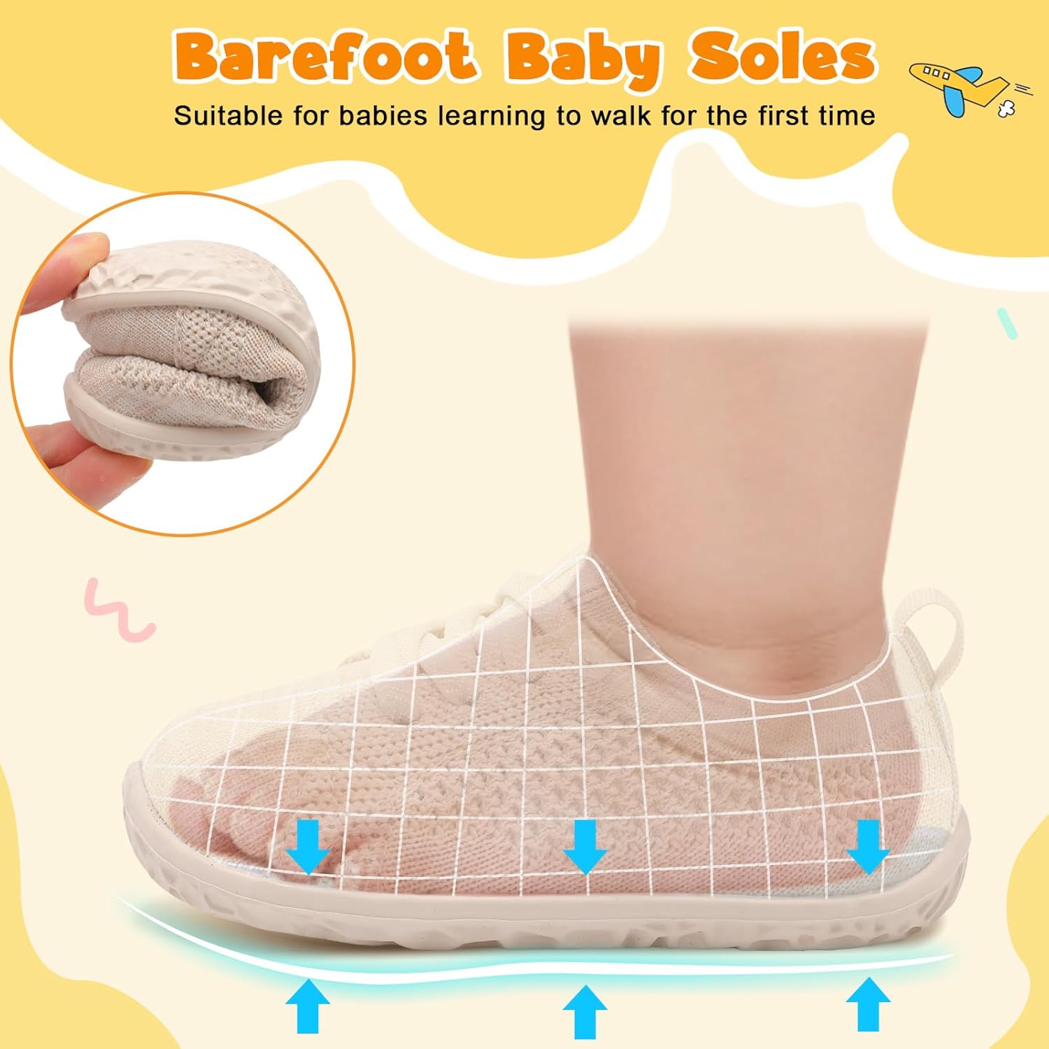 FEETCITY Lightweight Baby First Walking Shoes Boys Girls Slip On Shoes Breathable Baby Sock Shoe Barefoot Infant Sneakers - Image 5