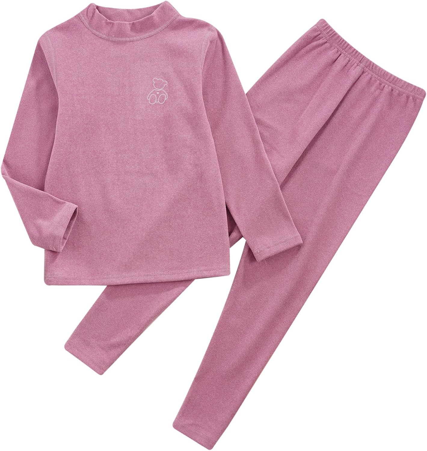 Jhaoyu Kids Boys Winter Thermal Underwear Pants Set Solid Color Long Sleeve Mock Neck Tops with Leggings Pants