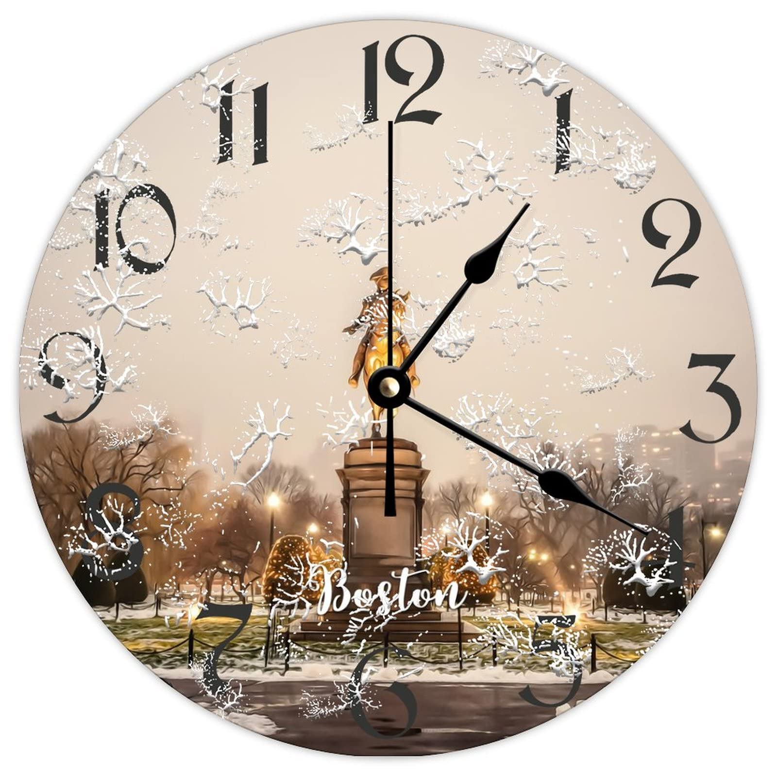 Horloge en bois Boston City pendule vintage pour une cuisine chaleureuse