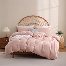 JSD Dusty Pink Duvet Cover Set Queen Size, 3 Piece Duvet Cover with Pillow Shams, Soft Brushed Microfiber Zipper Closure, Comforter Not Included