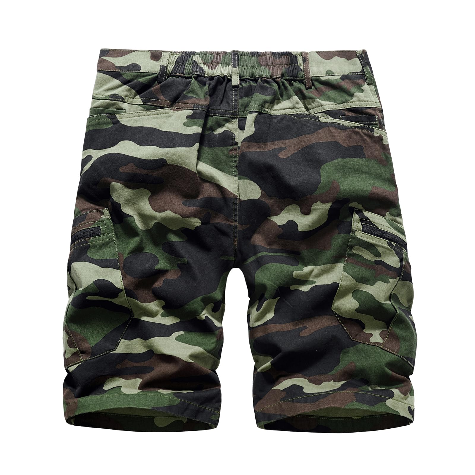 Short Bermuda Homme en Coton, Short Cargo Homme Camouflage de Plusieurs Poches Taille Élastique