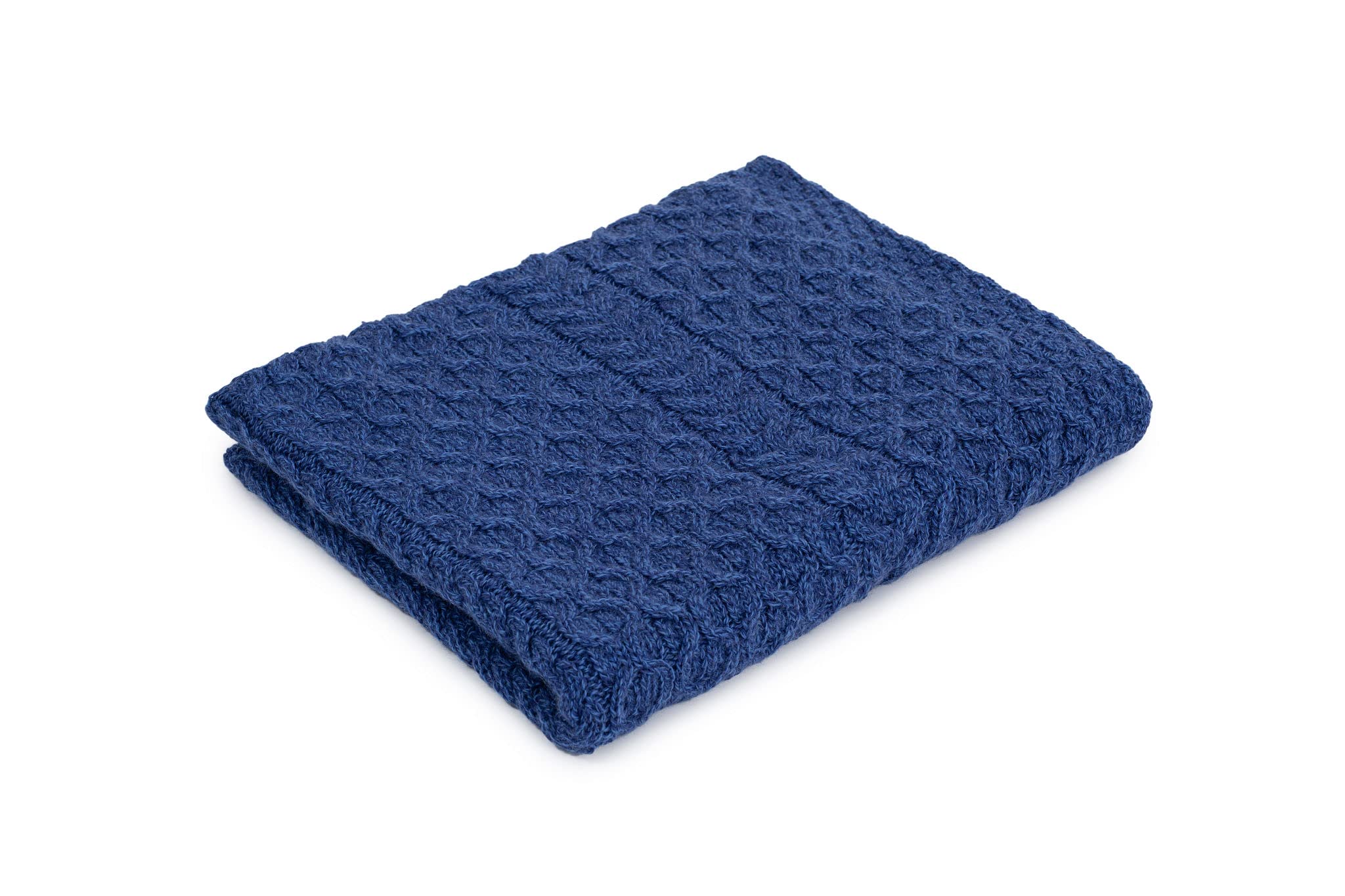 Plaid irlandais en laine mérinos contre le froid, couverture douce bleu chiné 152x101cm
