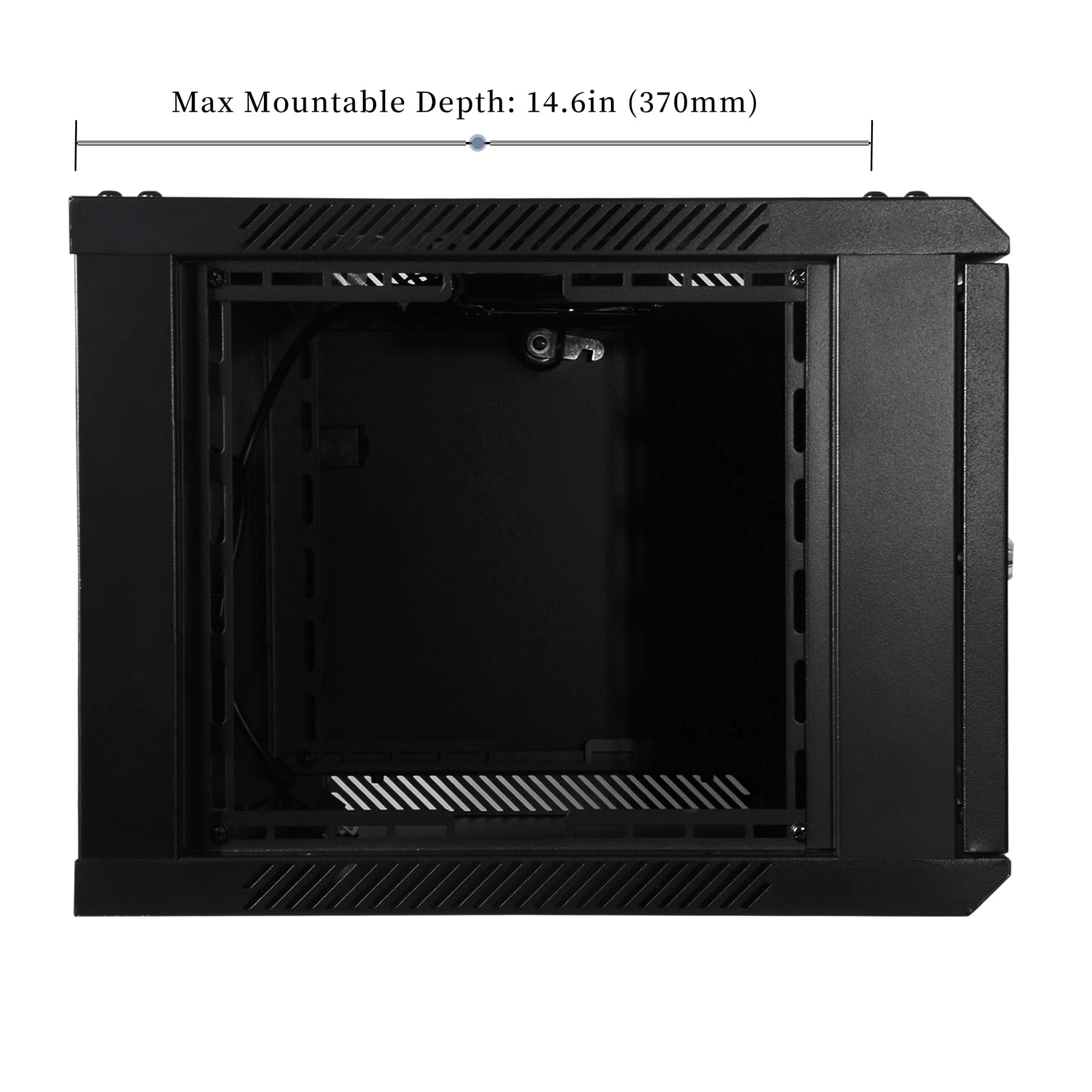 RackPath 6U Wall Mount Server Cabinet – 2 Cooling Fans, Brush Cable Panel, 150lb Capacity, Black