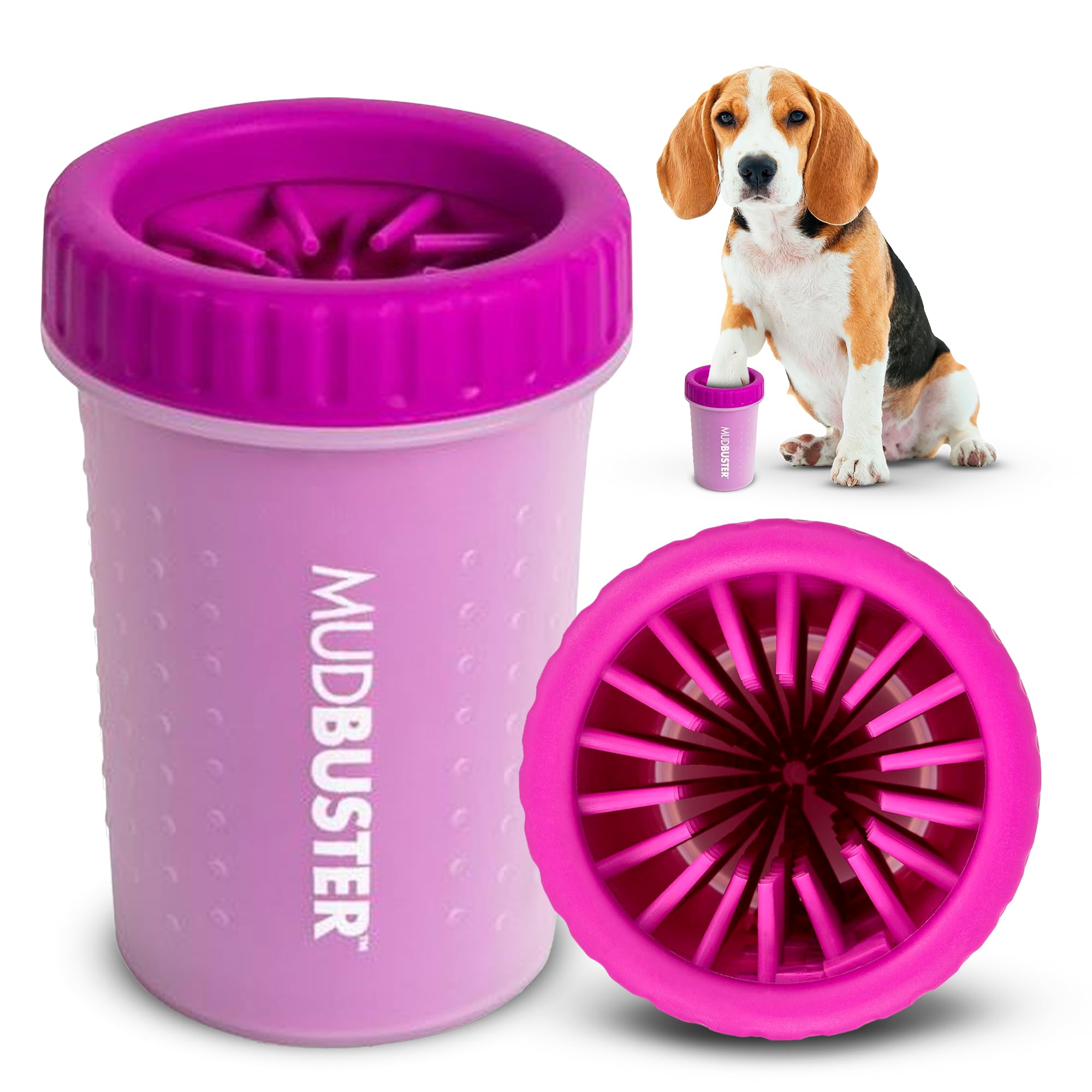 Dexas MudBuster Portable Dog Paw Washer/Paw Cleaner, Medium, Fuchsia (PW7102405)