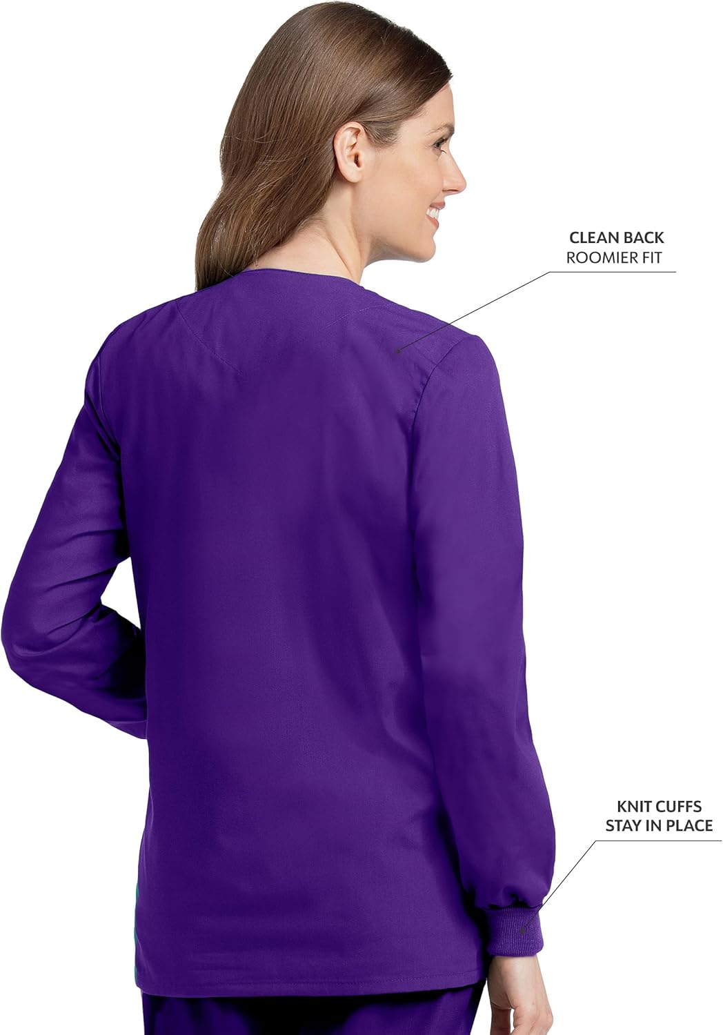 Landau Essentials Relaxed Fit 4-Pocket Snap-Front Scrub Jacket for Women 7525 - Image 3
