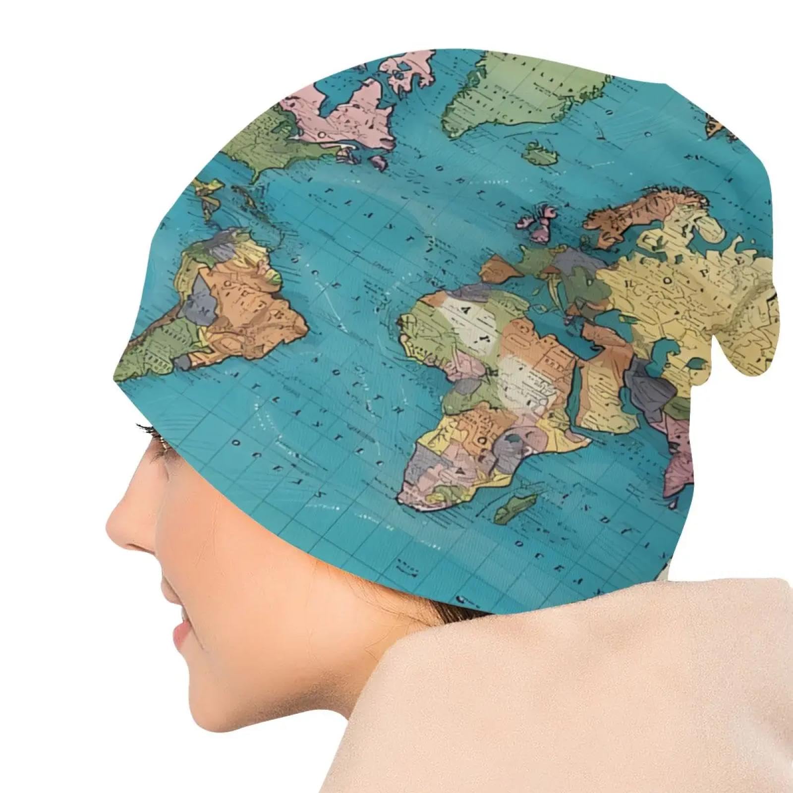 Czapki Czapki Skullies Czapki Beanie Czapka Na Zewnątrz Cienka Czapka Mężczyźni Kobiety Mapa Świata Skullies Czapki Narciarskie, Jak na zdjęciu, rozmiar uniwersalny