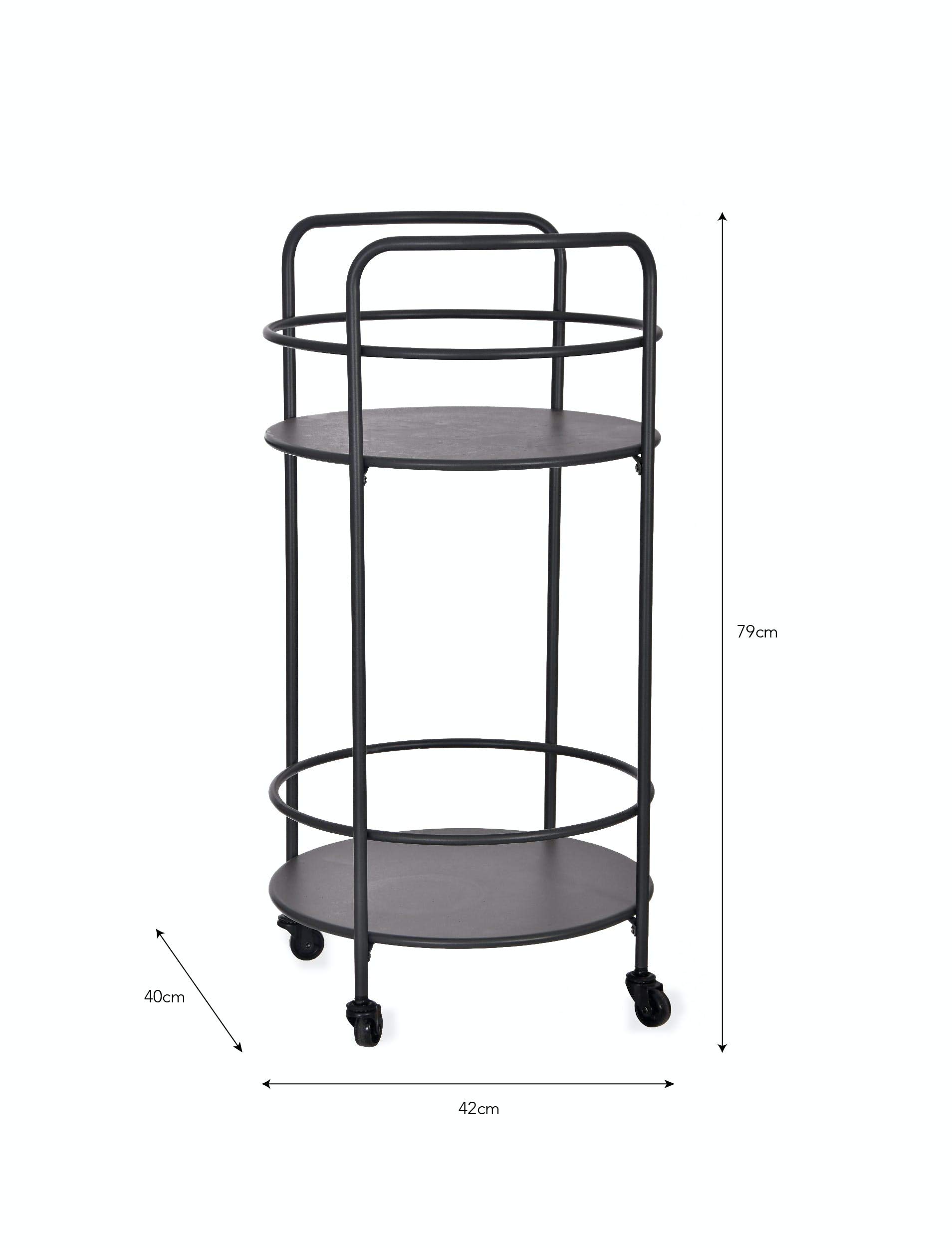 CKB Carrito redondo para bebidas LTD – Fabricado en acero recubierto de polvo con acabado mate, metal para cocina, interior y exterior, para jardín y servir con 4 ruedas