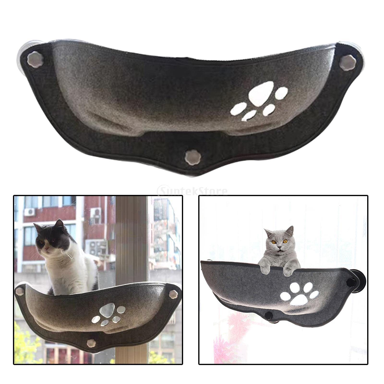 Cama para Gato Ventana Hamaca Repisa Percha Montada en Cristal con Ventosas y Tornillos Incluidos de Fieltro Acogedor Adecuada para Tomar el