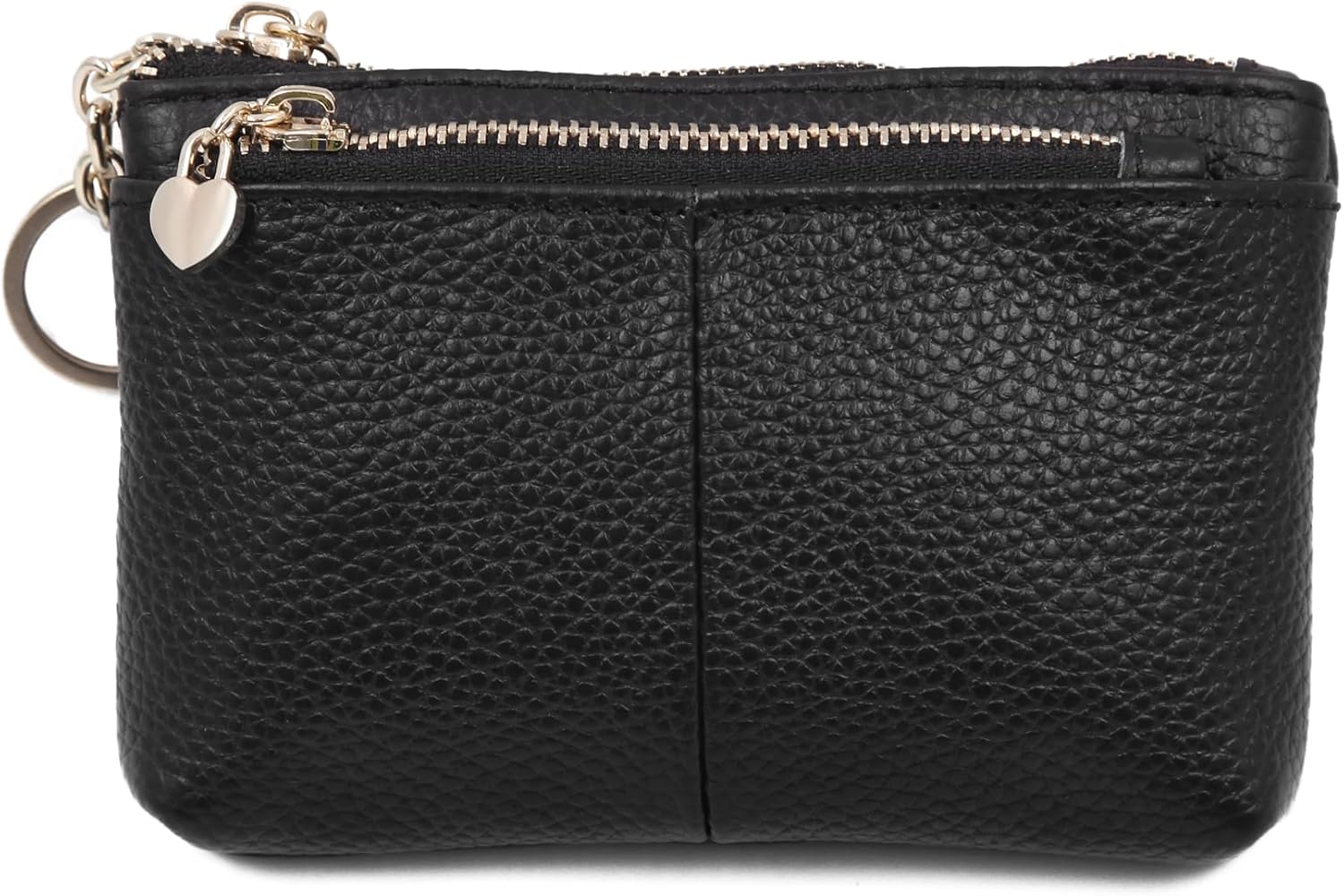 ZOOEASS Women Genuine Leather Zip Mini Coin Purse With Key Ring Triple Zipper Card Holder Wallet