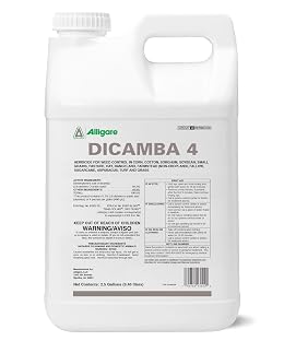 Alligare Dicamba 4 for Corn, Soybean, Cotton, Sugarcane, Turf & More - Powerful Weed Control - Water-Soluble Dicamba Herbicide, Effective on Broadleaf Weeds - Ground & Aerial Application - 2.5 Gallons