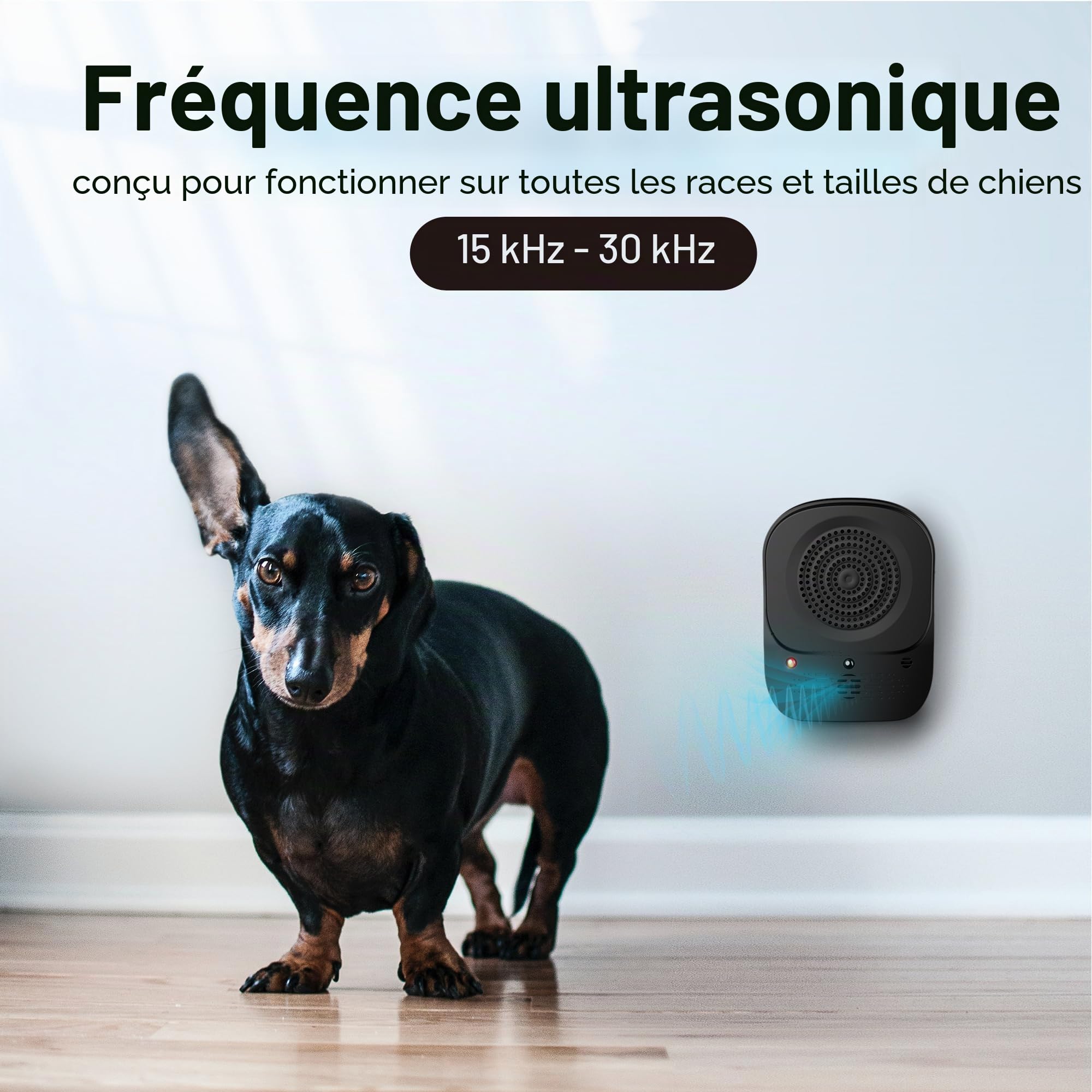 Anti Aboiement Chien, 4 Réglable Fréquence Dispositif Anti-Aboiements Ultrasons, Automatique Anti-Aboiement Chien, Étanche pour l'extérieur et l'intérieur, pour Les Petits et Grands Chiens