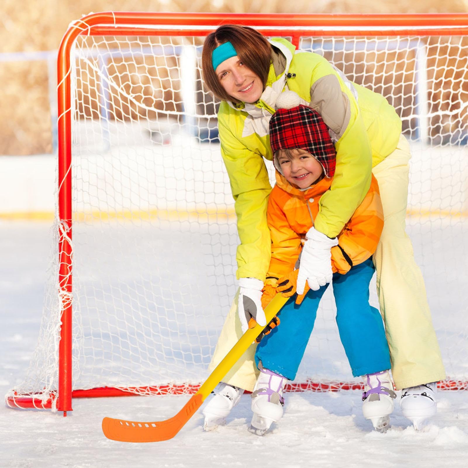 Set di bastoncini da hockey per bambini, in ABS, 70,5 x 17 x 2 cm, Ice and Field Hockey Sticks with Ball 350 g, giocattolo ergonomico leggero sportivo per interni ed esterni, per la ricreazione delle