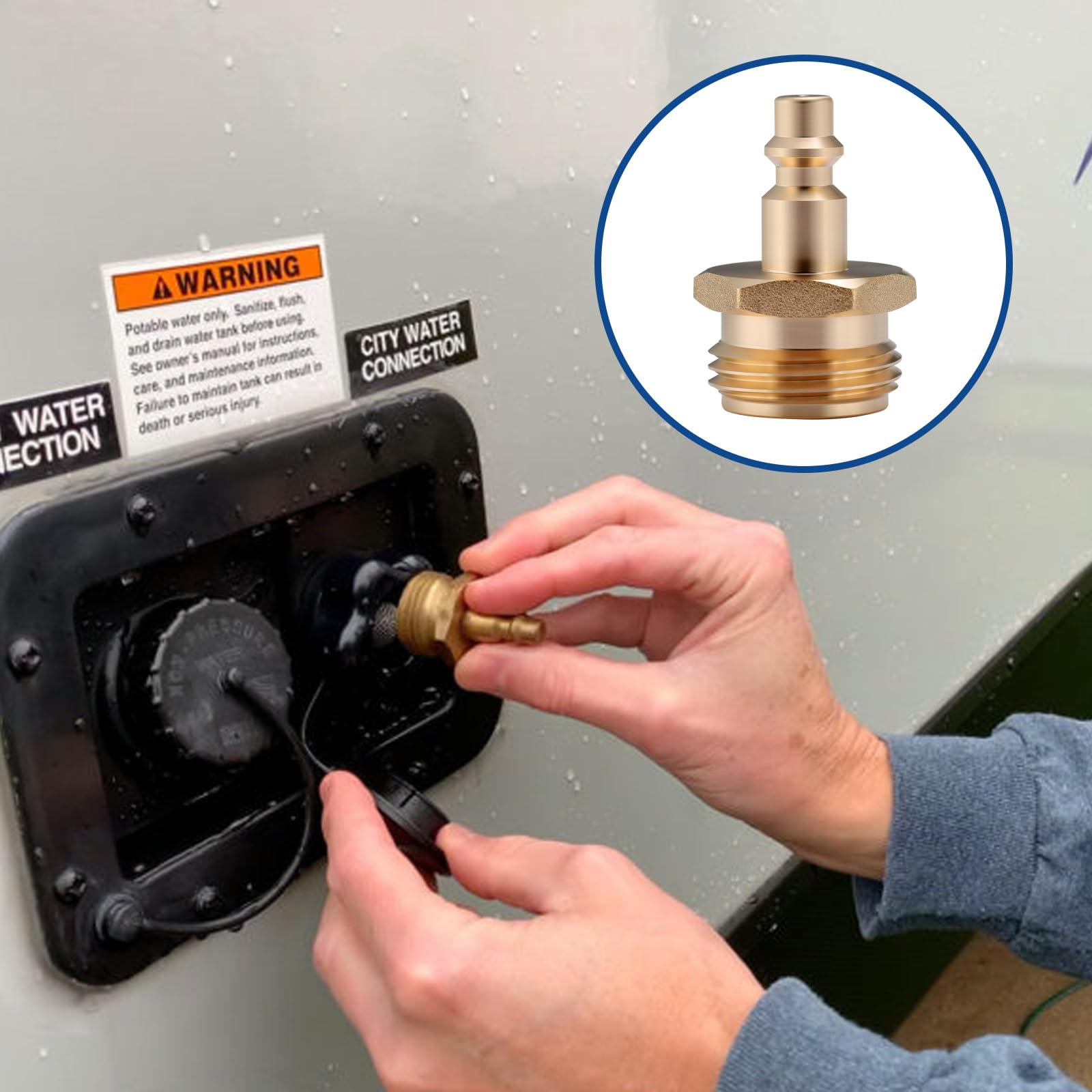MEASUREMAN Tapón de latón sin plomo con conexión rápida, elimina eficazmente el agua de las líneas de agua de RV, ideal para el invierno (2 unidades)