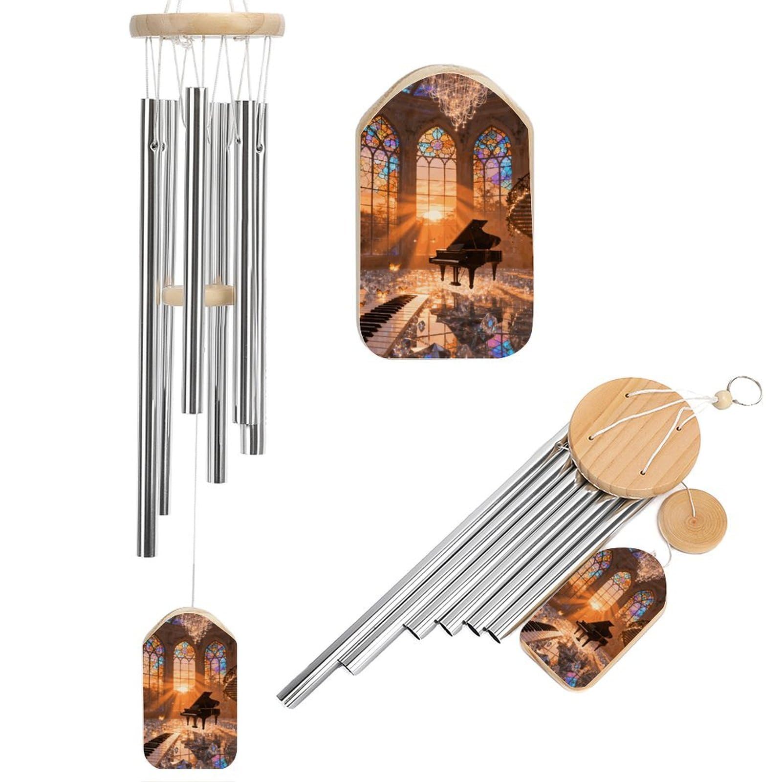 Piano Castle Wind Chimes for Outside House Warming Gifts, Deep Tone Soothing Melodic Tones Windchimes, Memorial Wind Chime for Home Garden Decoration Aluminium Large Wind Chimes