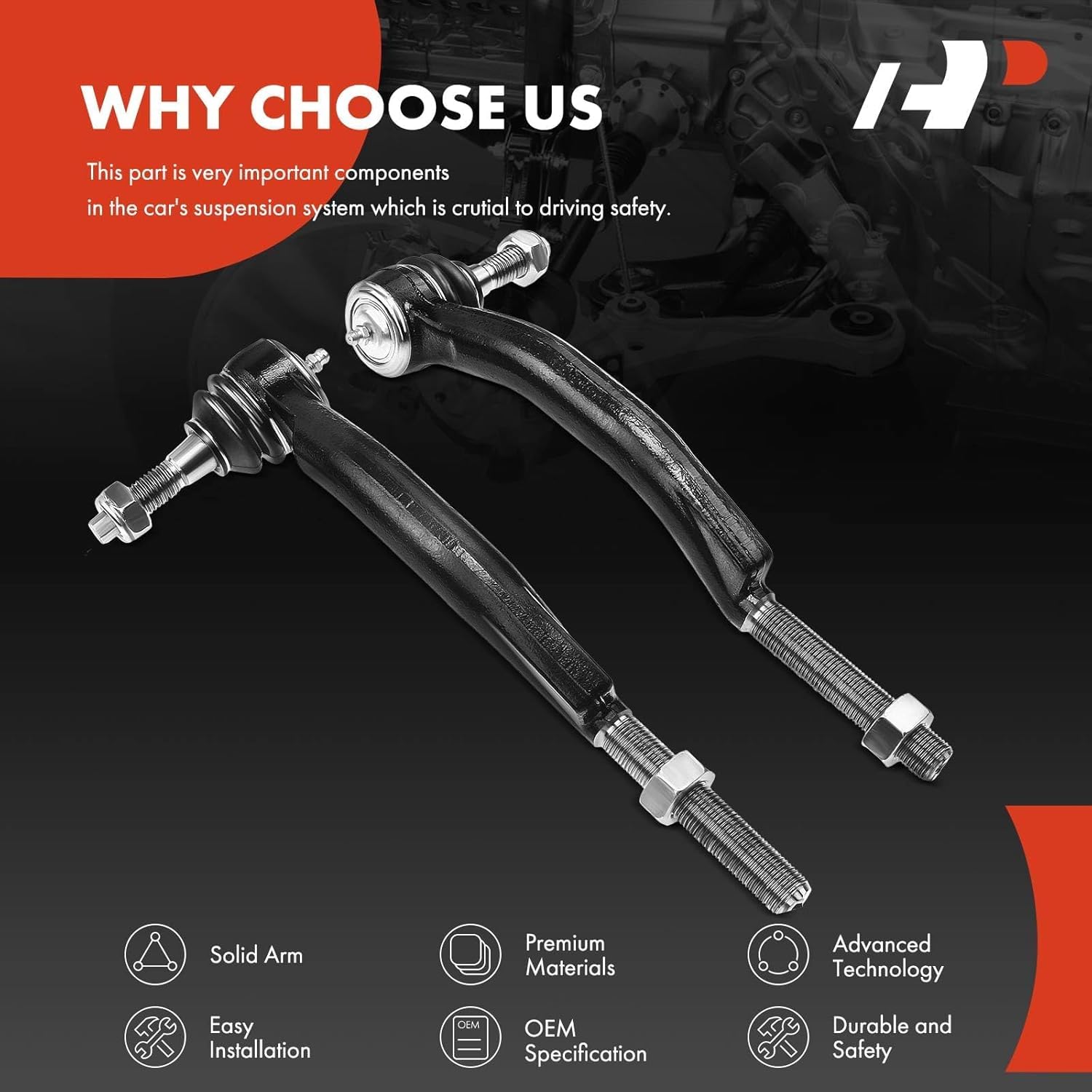 A-Premium 2 x Front Outer Tie Rod Ends with 16 mm Thread, Compatible with Chevrolet & GMC & Buick & Isuzu & Oldsmobile - 2003-2009 - Trailblazer EXT SSR Envoy XL/XUV Rainier Saab 9-7x Ascender Bravada