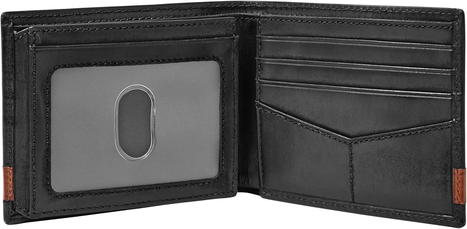 Fossil Men's Leather Bifold Wallet with Flip ID Window for Men - Image 2