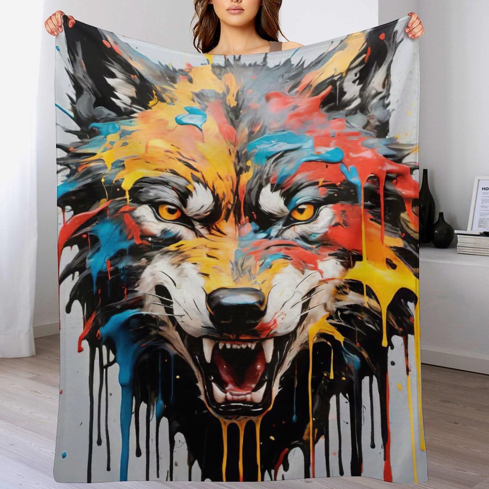 Couverture polaire en flanelle loup ultra douce pour lit et canapé