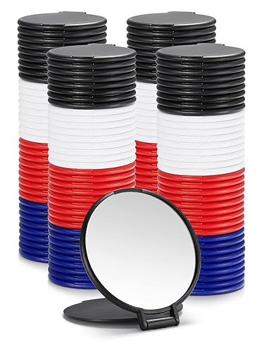144 espejos compactos a granel, espejo de maquillaje de bolsillo redondo para bolso (4 colores)