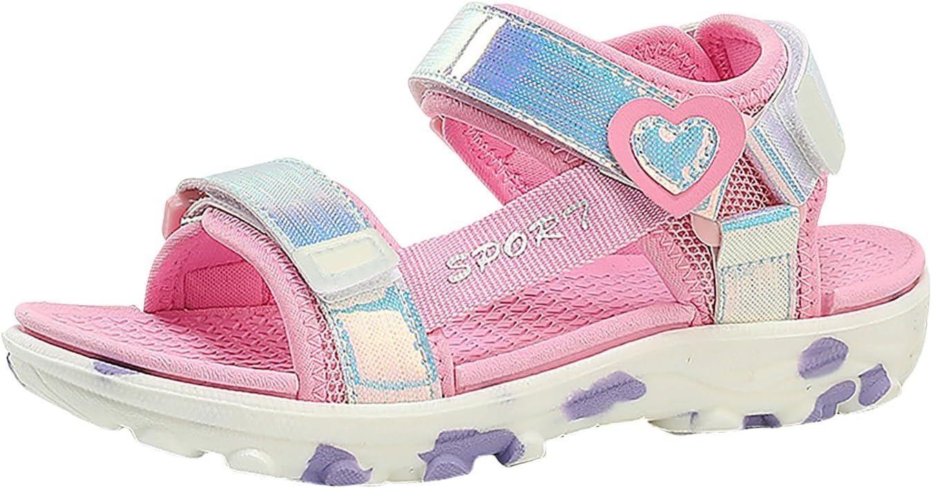IWIHMIV Girls Sport Sandals Toddler Summer Adjustable Strap Sport Sandal Comfortable Soft Sole Open Toe Water Shoes