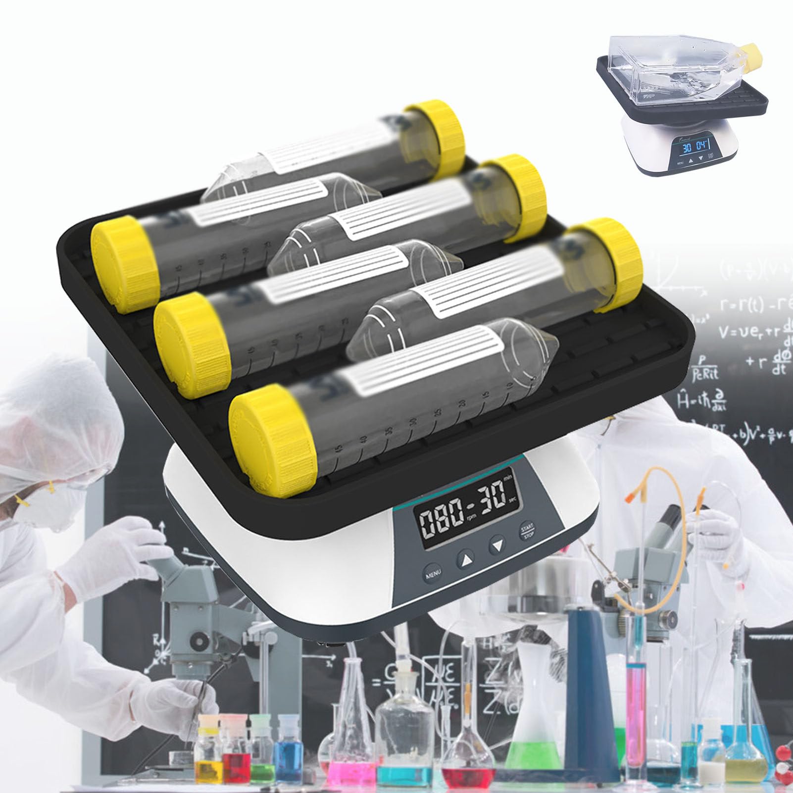 Hydravex 3D Digital Orbital Shaker 10-80 RPM Adjustable, 360° Orbital Rotator Shaker with Anti-Slip Platform and Timer Mode, LED Digital Display Speed and Time for Laboratory Research and Mixing