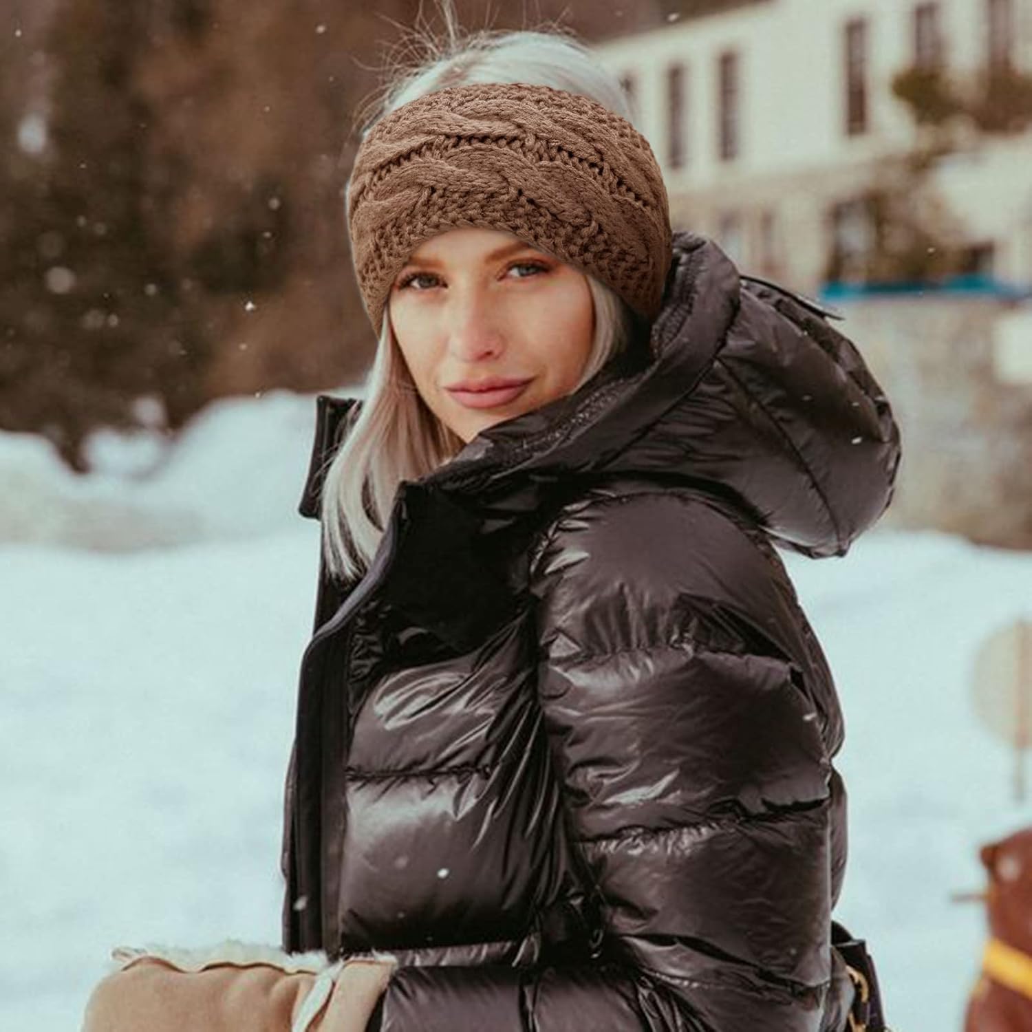 DRESHOW Women Soft Stretch Winter Headbands Fuzzy Fleece Lined Ear Warmer Knit Thick Warm Crochet Headband Winter Accessories - Image 2