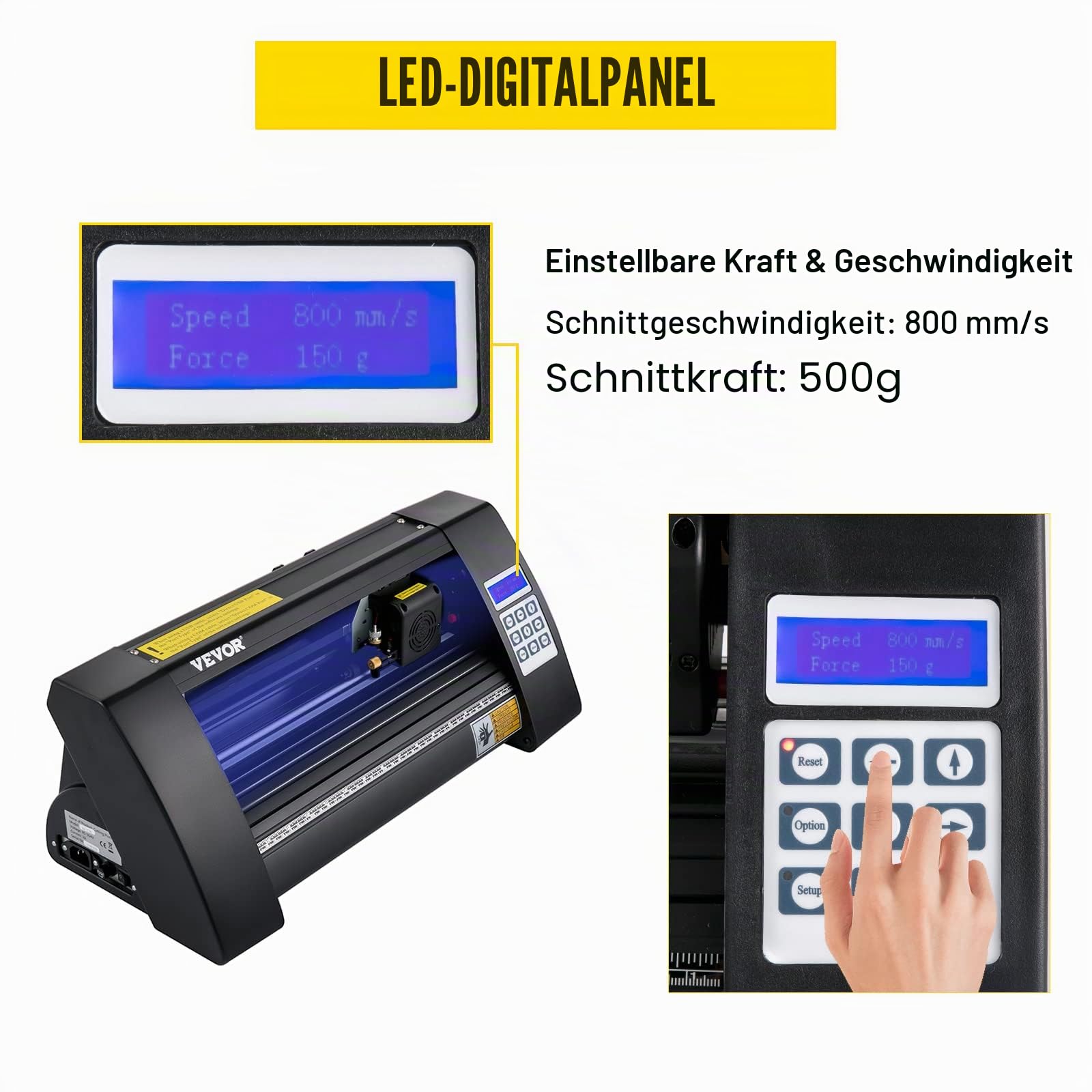 VEVOR Vinyl Schneideplotter 375 mm, Folienschneider Max. Schnittbreite 285 mm, Plottermaschine Signmaster-Software, Plotter Windowskompatibel, Folienplotter Halbautomatisch Schnittpräzision ±0,001 mm
