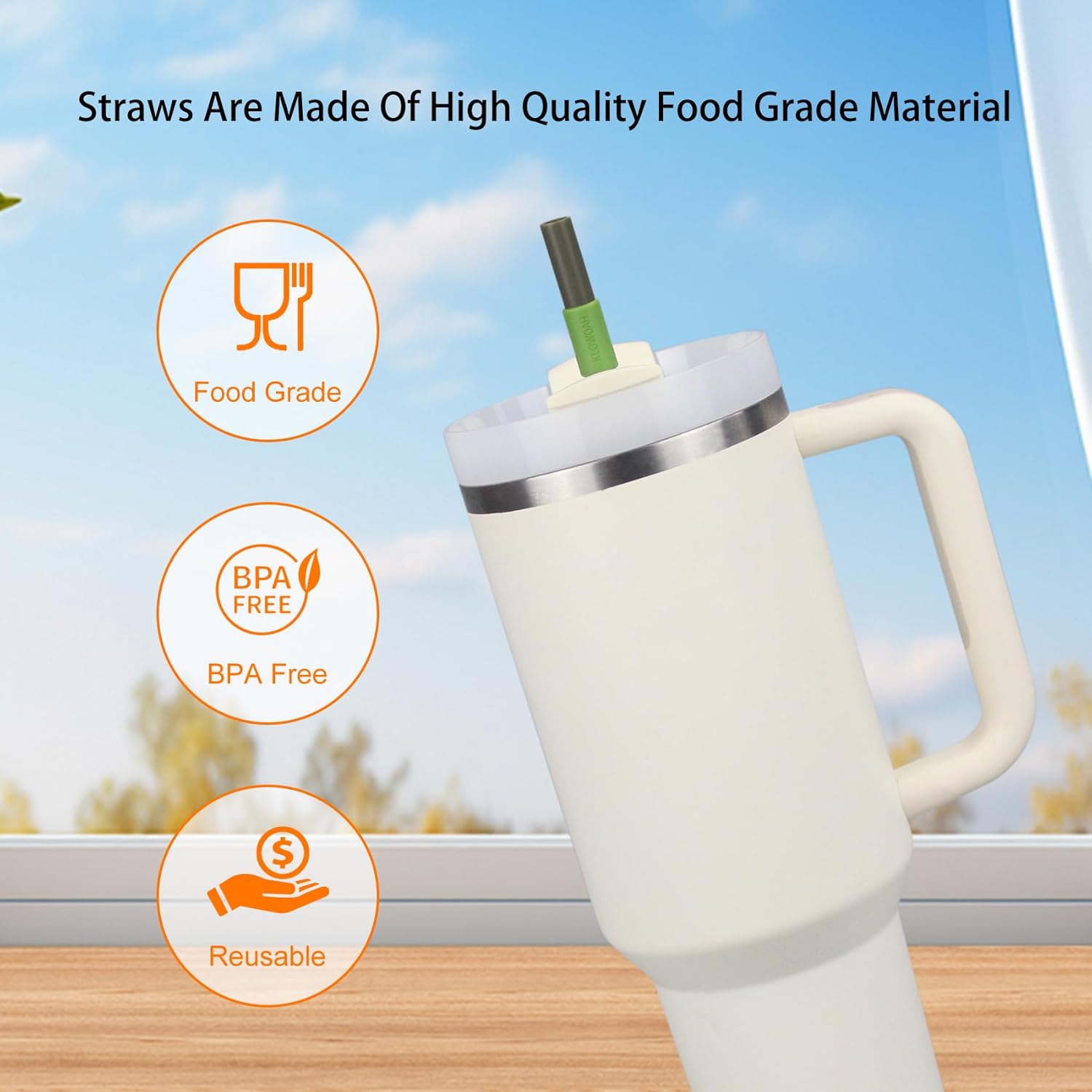 Replacement Straw Compatible with Stanley 30oz Cup Tumbler,with 1 Brush,Pack of 6 (light red) - Image 5