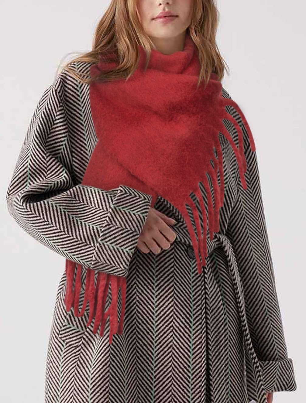 Womens Scarf Winter Big Colorful Checked Thick Warm Soft Scarves Casual Tassel Blanket Scarf - Image 6