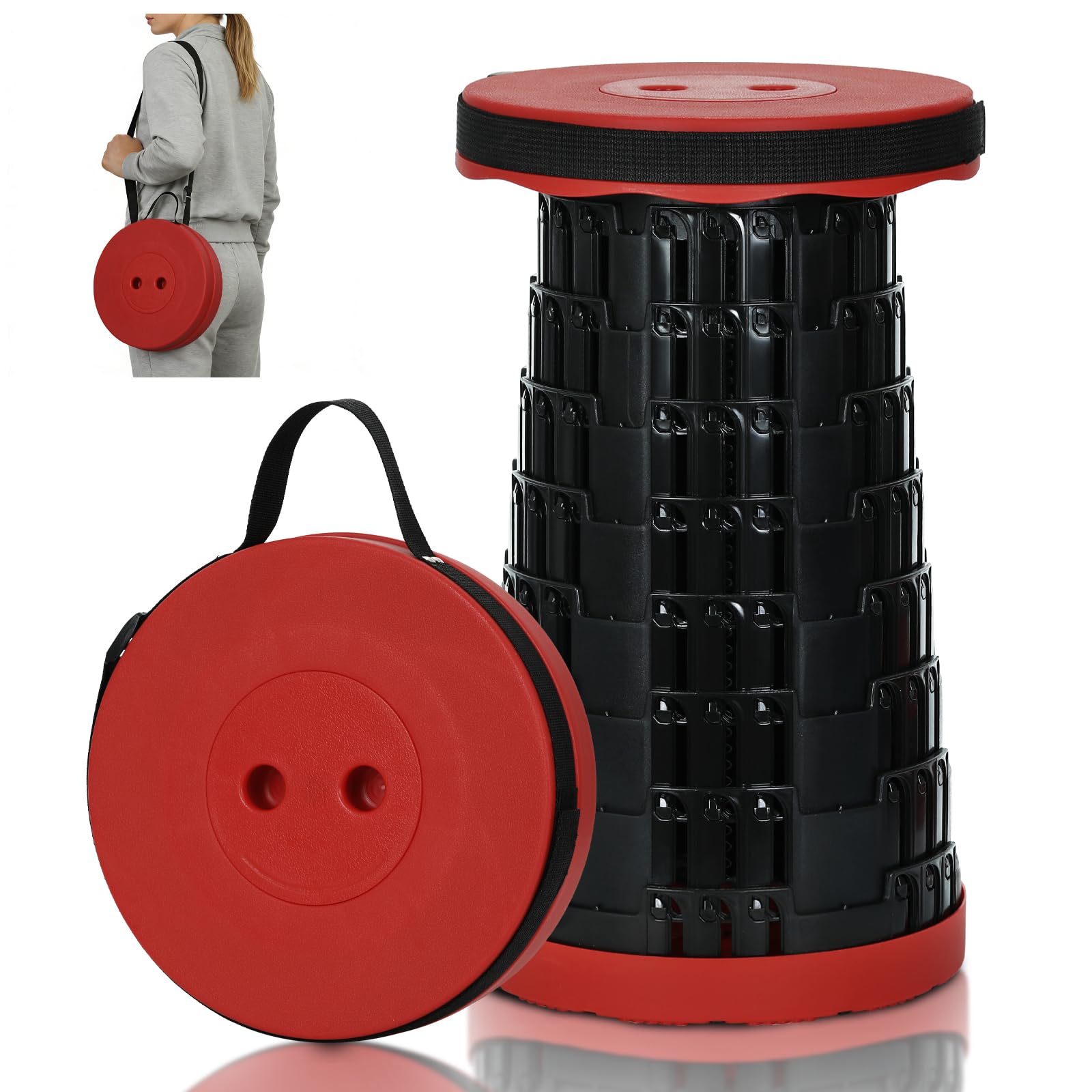 CXHSFNAL Camping Chairs,Camp Stool,Small Folding Stool,Upgraded Collapsible Stool,Portable Folding Stool,Retractable Seat or Foot Rest,Outdoor Fishing