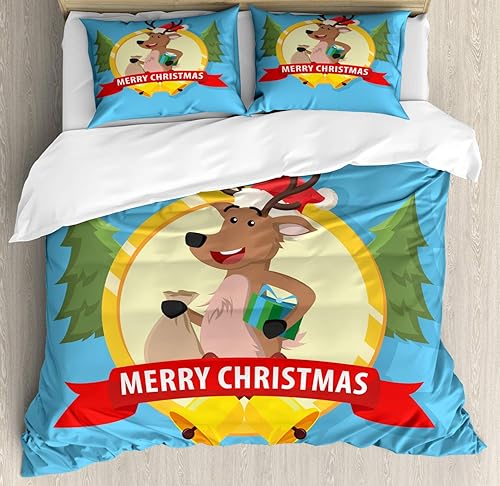 Miniatura 50 de Ambesonne Synthwave Duvet Cover Set, Abstract Halftone Inspired Dos with Colorful Retro Zigzags Graphic, Decorative 3 Piece Bedding Set with 2