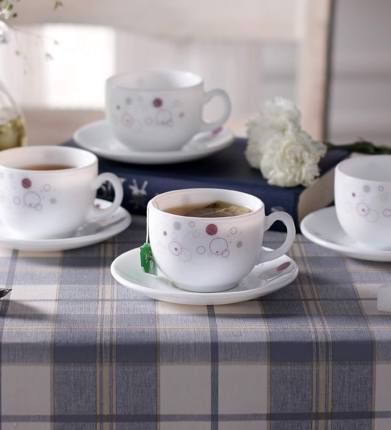 LaOpala opal glass Cup & Saucer Set 6 Pcs, White, 180 ML Amazon.in