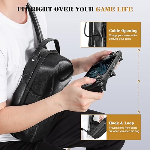 Miniatura 6 de MoKo Funda de transporte para consola de vapor y accesorios, funda de transporte rígida 3D impermeable, mochila cruzada de hombro con múltiples