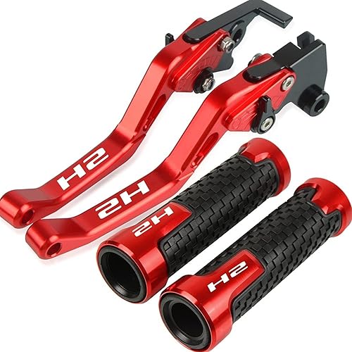 SARUEL for Kawasaki H2 H2R 2015-2016 Motorcycles Accessories Aluminum Handle Grips Handlebar Grip Short Brake Clutch Lever H2 Logo (Color  3)
