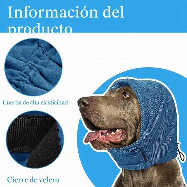 Foto 3 de 7 de XFSRG Orejeras Perros Antiruido Capucha Ajustable Protectores de Oídos para Perro Snood Redecilla Protectora…