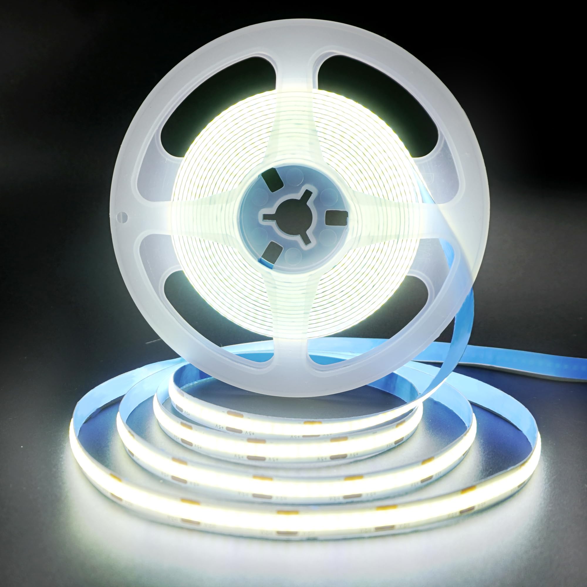 Clearhill 5V USB COB LED Strip Lights with Switch,16.4FT/5M,Cool White 6500K,320LEDs/M,8mm Width,Not Waterproof IP20,1M USB Cable,for DIY Home Indoor Decoration