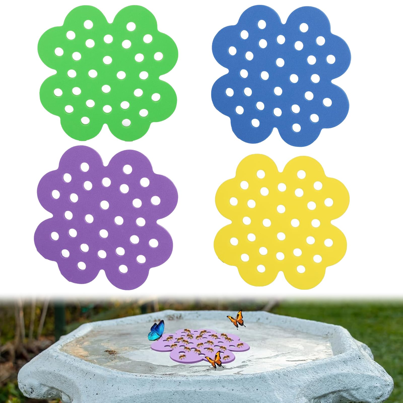 4 Piezas Bebedero de Abejas, Isla Flotante de Abejas, Bebedero para Insectos, Decoración de Jardín, para Colmenares, Jardines, Huertos